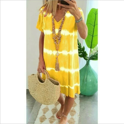 LP | Striped shirt dress with short sleeves and loose fit