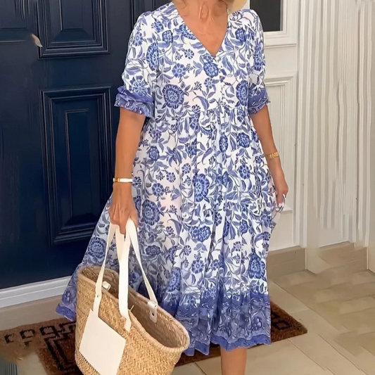 LP | Elegant floral V-neck dress