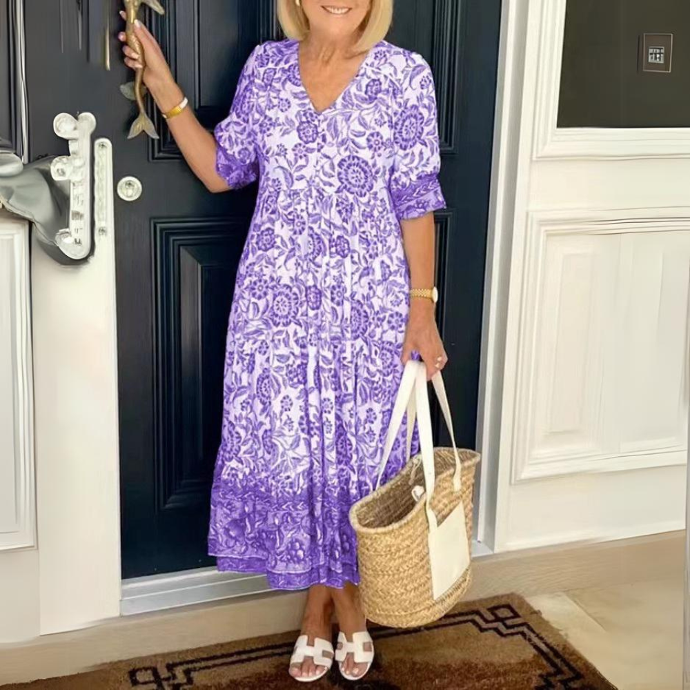 LP | Elegant floral V-neck dress