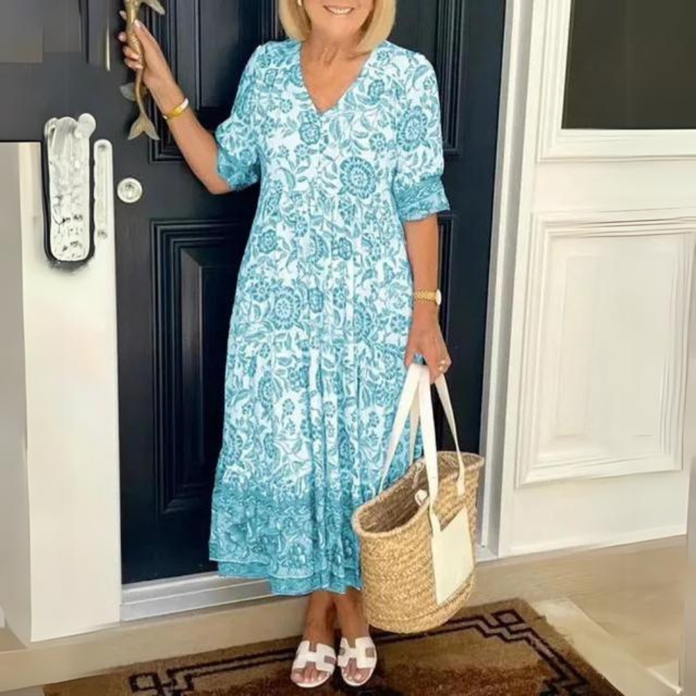 LP | Elegant floral V-neck dress