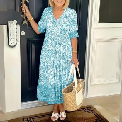 LP | Elegant floral V-neck dress