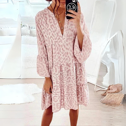 LP | Dress with animal print and puff sleeves