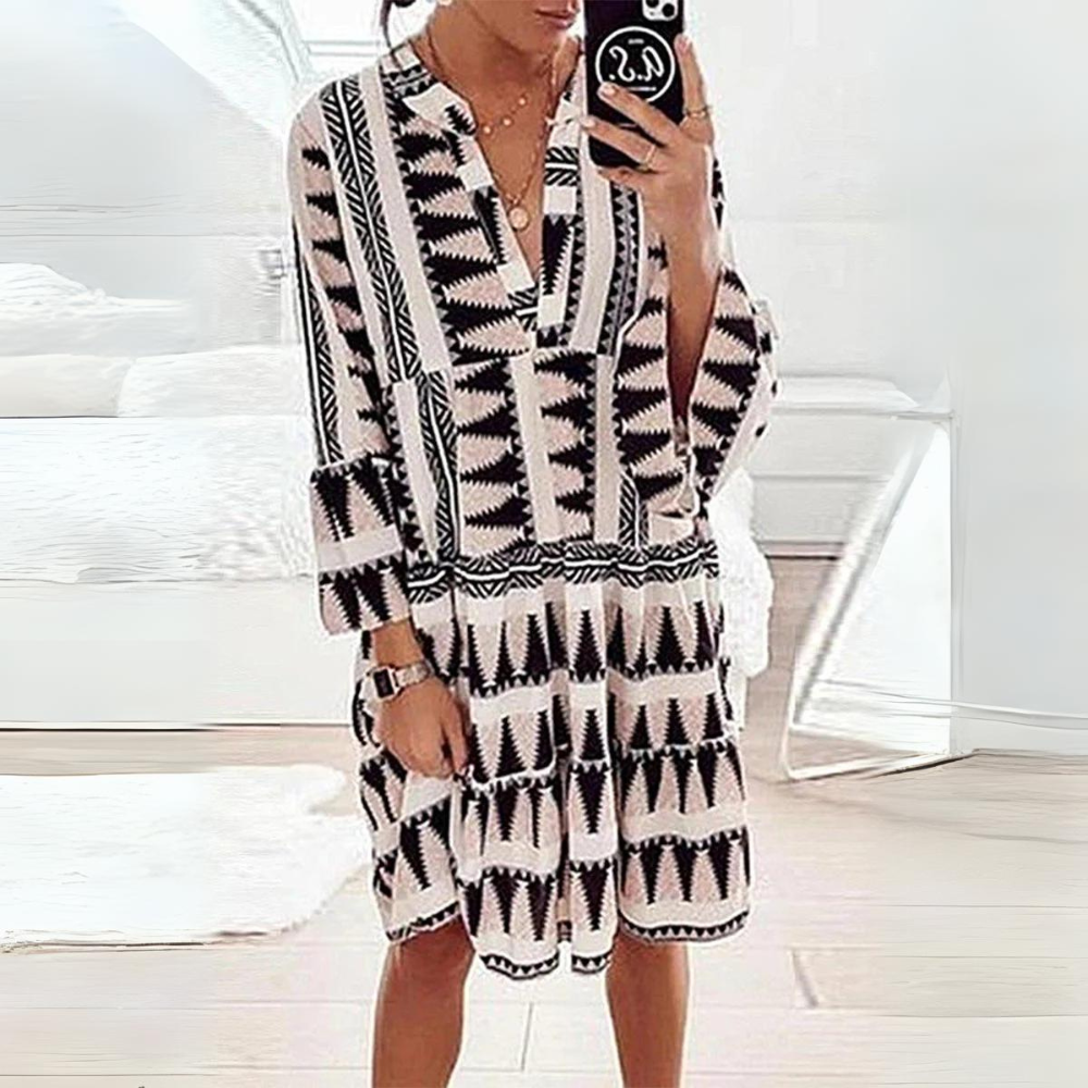 LP | Dress with animal print and puff sleeves
