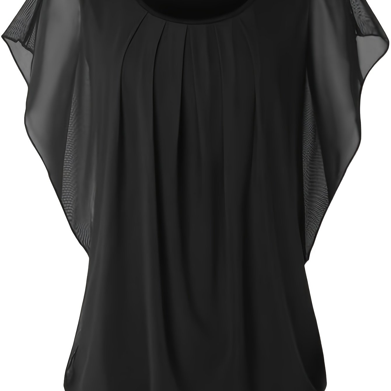 Knitted blouse - Short sleeves and gathered details