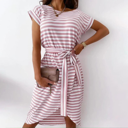 LP | Casual striped dress with fabric belt
