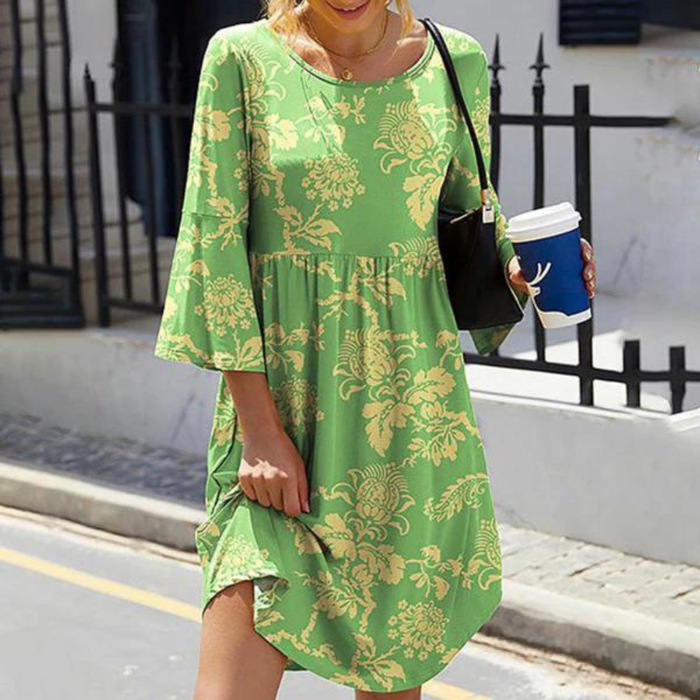 LP | Elegant floral dress with flared sleeves
