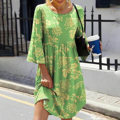 LP | Elegant floral dress with flared sleeves