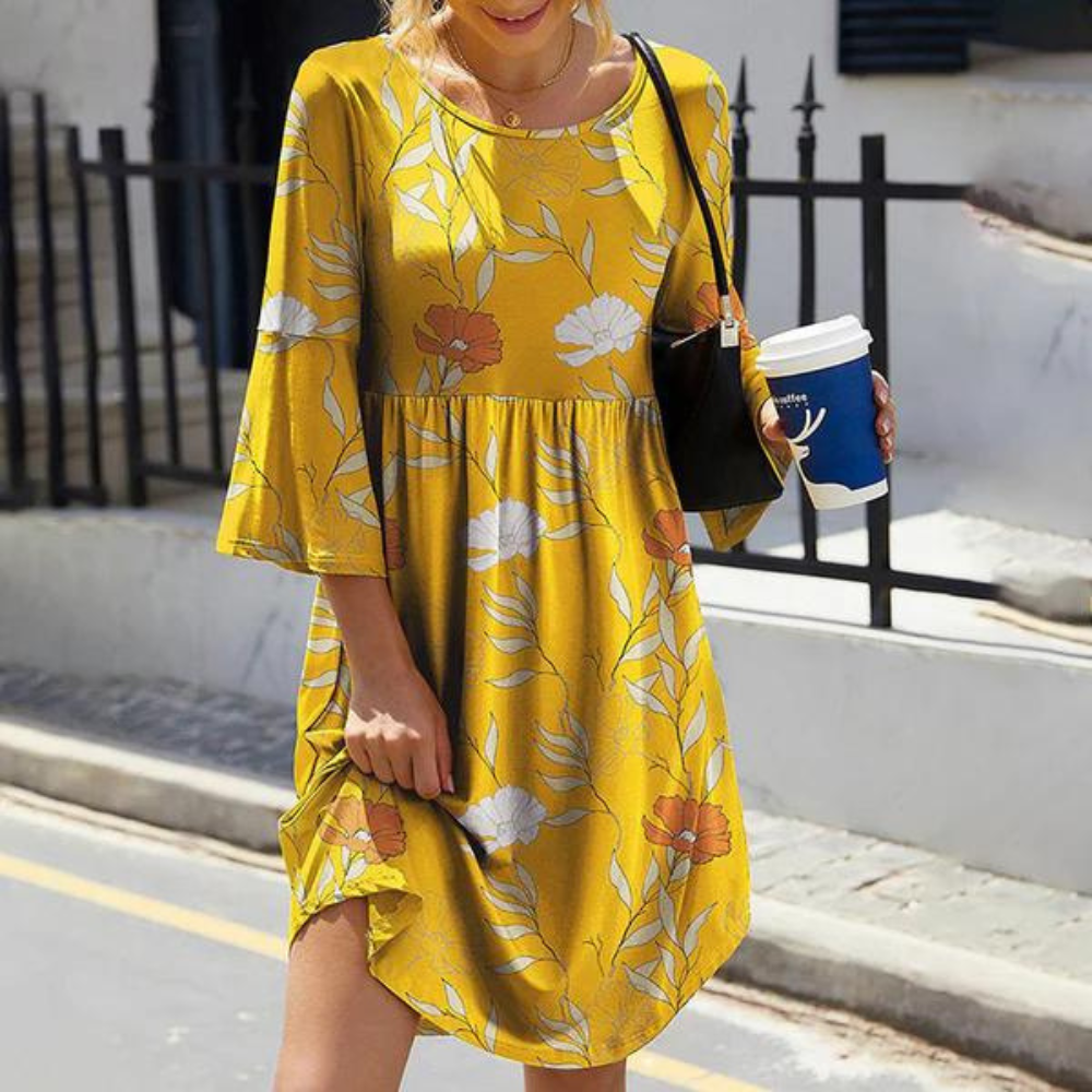 LP | Elegant floral dress with flared sleeves