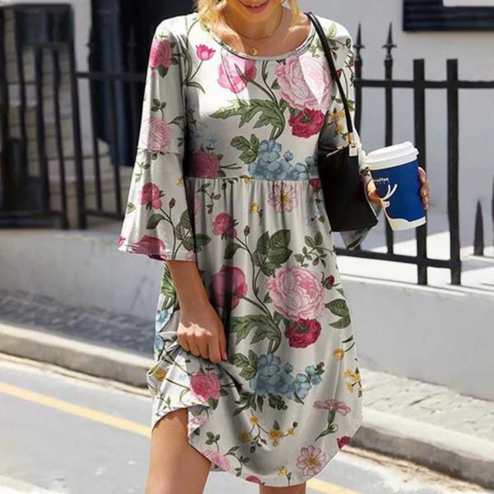 LP | Elegant floral dress with flared sleeves