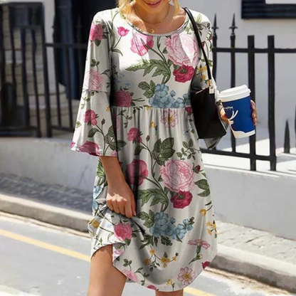 LP | Elegant floral dress with flared sleeves