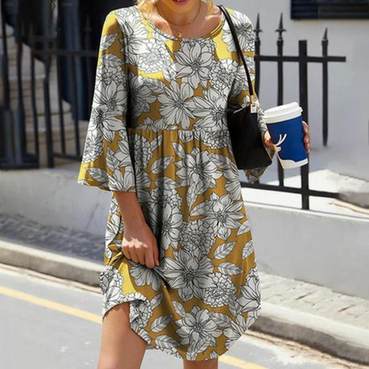 LP | Elegant floral dress with flared sleeves