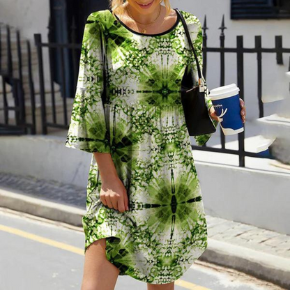 LP | Elegant floral dress with flared sleeves
