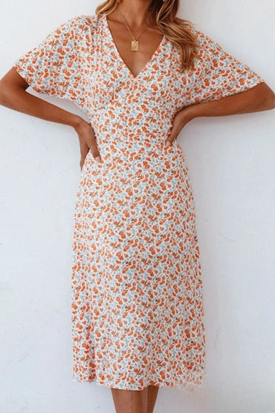 LP | A-line dresses with v-neck and print