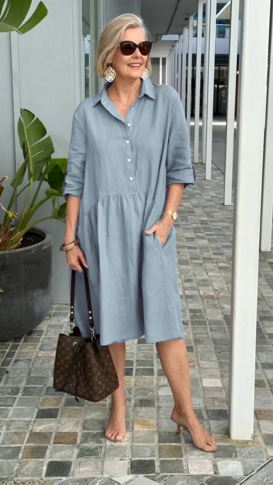 LP | New women's casual linen and cotton dress
