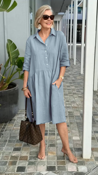 LP | New women's casual linen and cotton dress