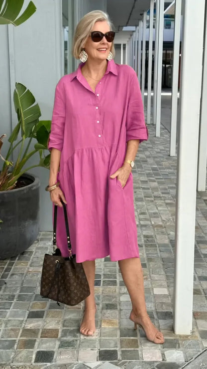 LP | New women's casual linen and cotton dress