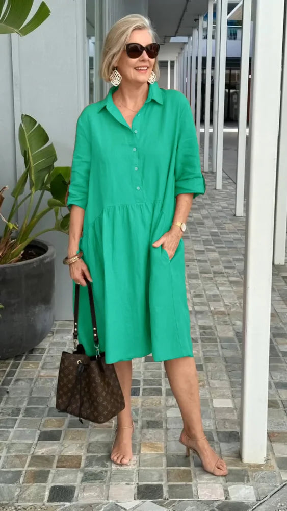 LP | New women's casual linen and cotton dress