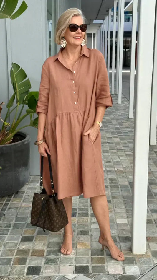 LP | New women's casual linen and cotton dress