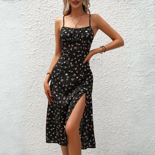 LP | Elegant spaghetti strap dress with floral pattern