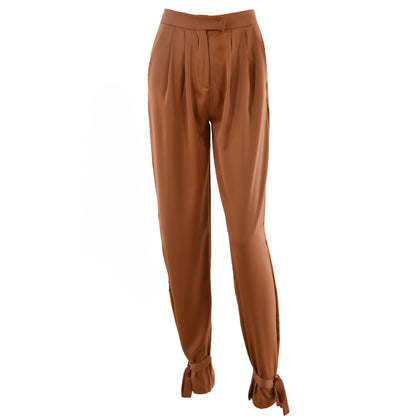 Casual women's pants-with-wide-legs-and-bowtie