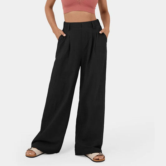 Women's high-waisted straight-leg pants