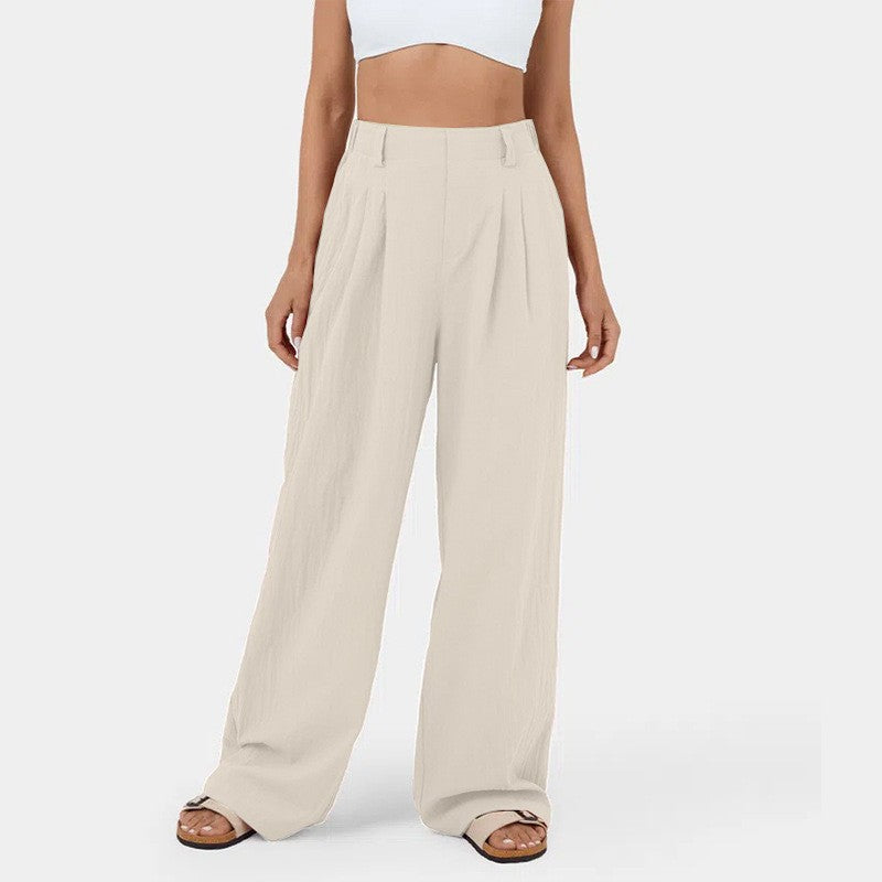 High-waisted straight pants for women