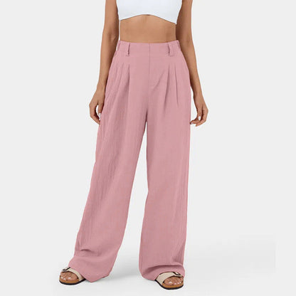 High-waisted straight pants for women
