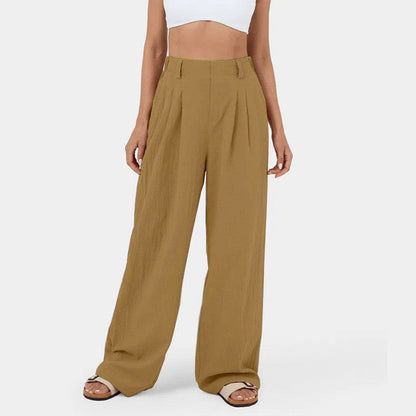 High-waisted straight pants for women