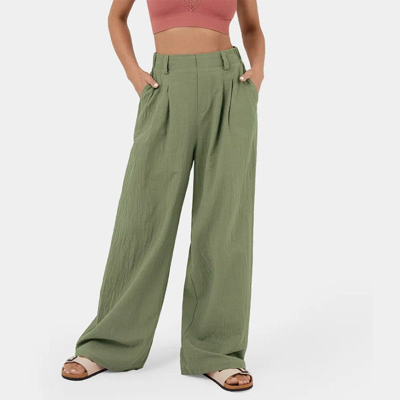 High-waisted straight pants for women