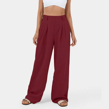 High-waisted straight pants for women
