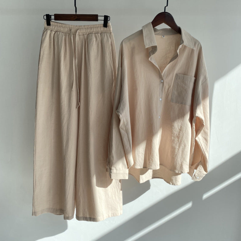 Andrada - High-waisted shirt and pants in cotton and linen