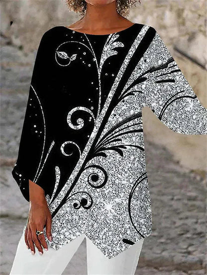 LP | Elegant long-sleeved blouse with geometric print