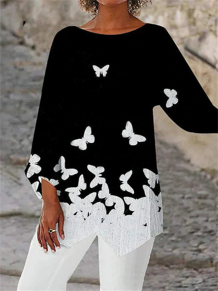 LP | Elegant long-sleeved blouse with geometric print