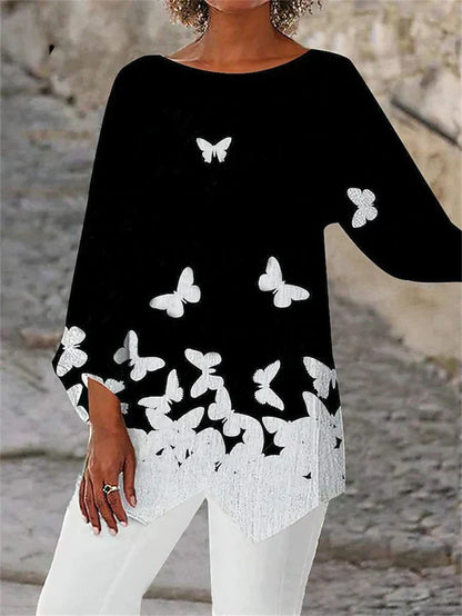 LP | Elegant long-sleeved blouse with geometric print