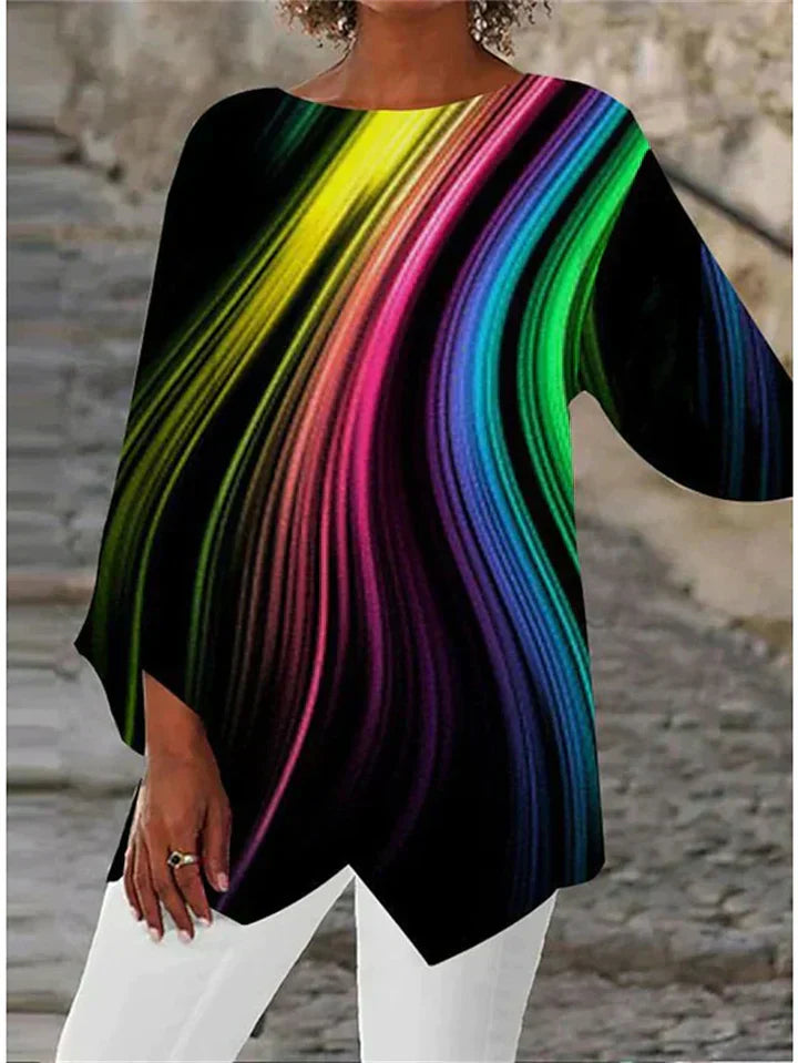 LP | Elegant long-sleeved blouse with geometric print