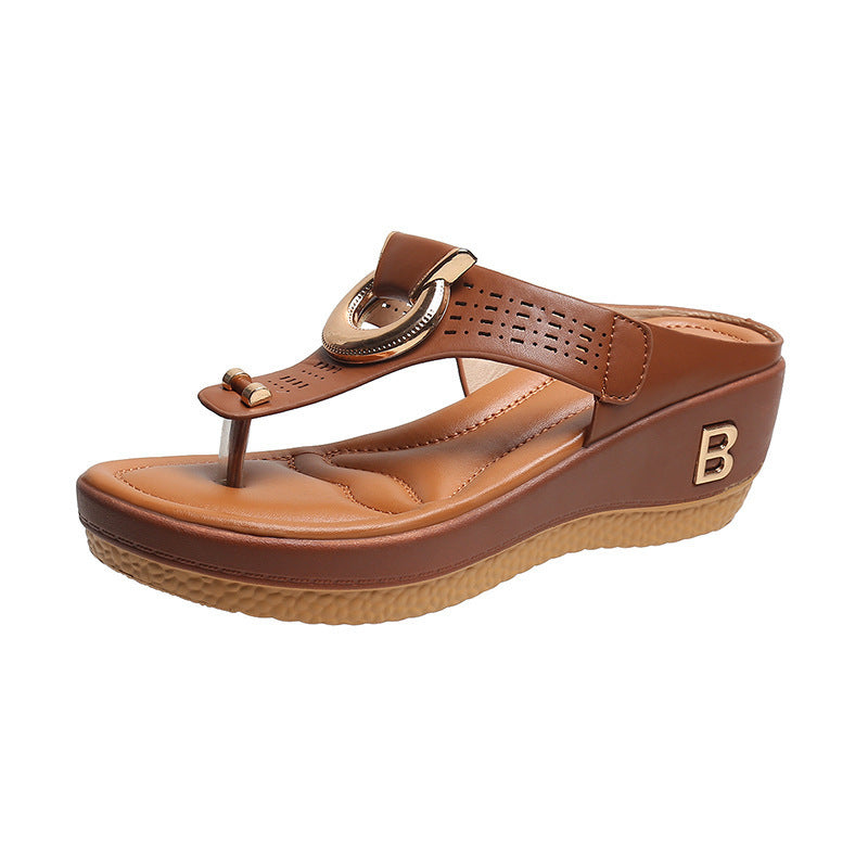 ADELAIDE - Leather Wedge Sandals