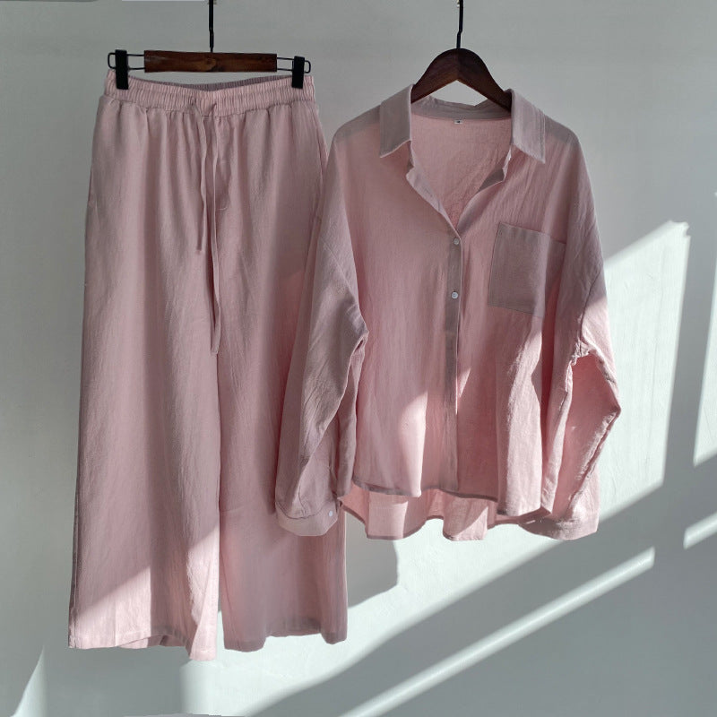 Andrada - High-waisted shirt and pants in cotton and linen