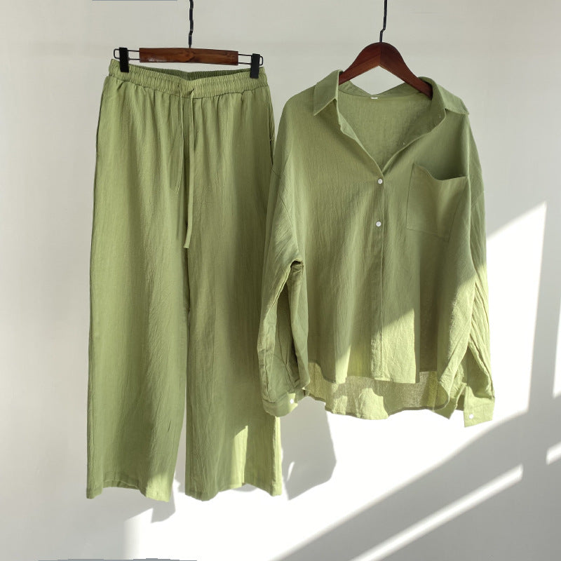 Andrada - High-waisted shirt and pants in cotton and linen
