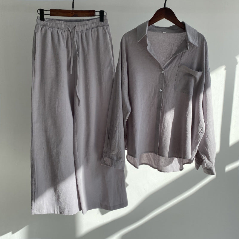 Andrada - High-waisted shirt and pants in cotton and linen