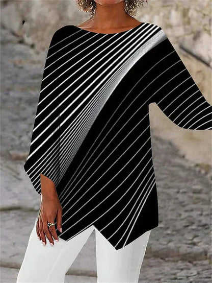 LP | Elegant long-sleeved blouse with geometric print