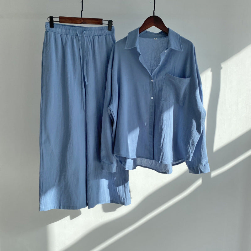 Andrada - High-waisted shirt and pants in cotton and linen