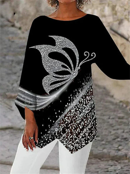 LP | Elegant long-sleeved blouse with geometric print