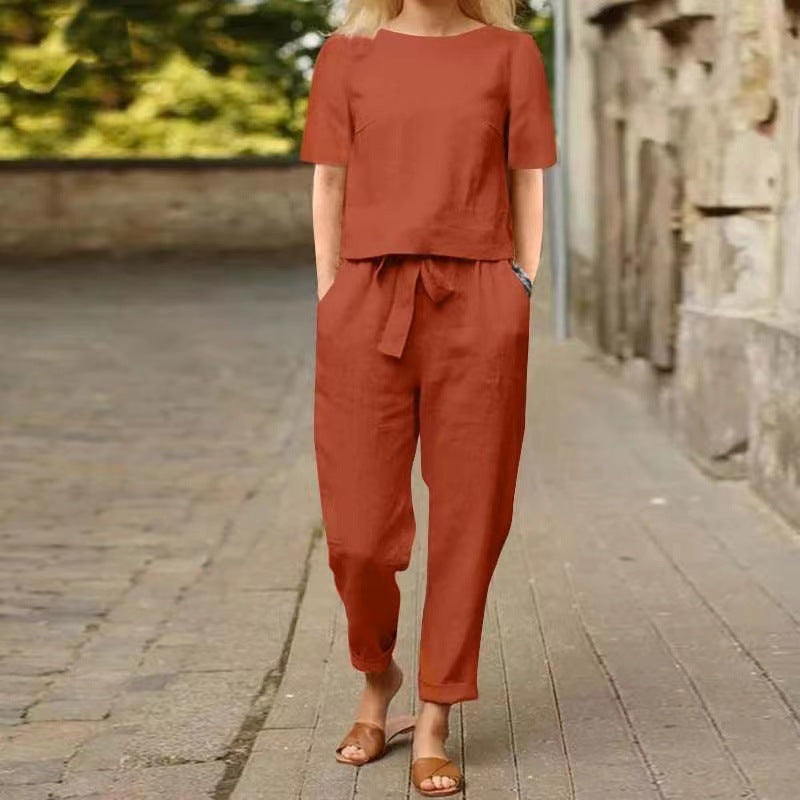 Elegant, colourful two-piece summer set