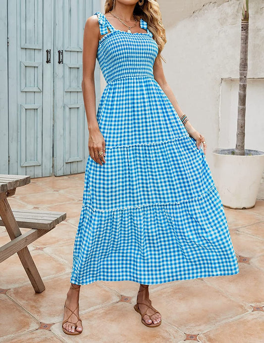 LP | Bohemian print long and baggy summer dresses for women
