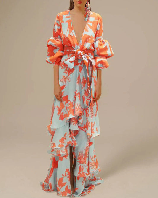 Printed chiffon party dress