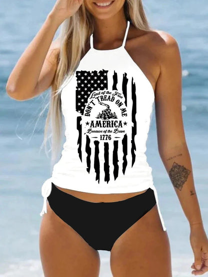 Stylish swimsuit with print in a split pattern