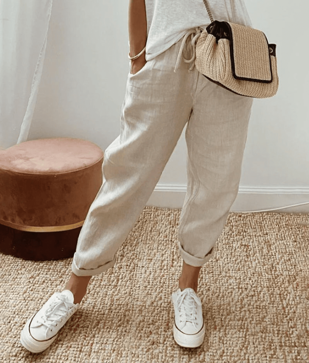 Elegant cotton linen pants