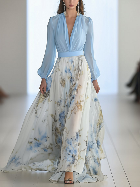 LD Long dress with floral print