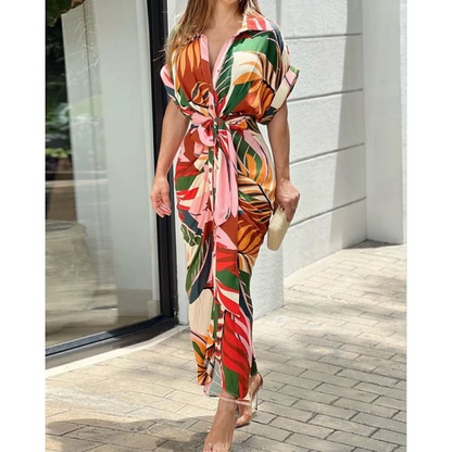 LP | Printed shirt dress with cuffs