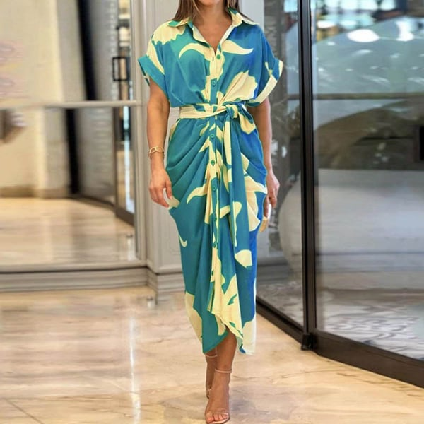 LP | Printed shirt dress with cuffs